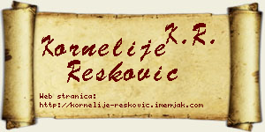Kornelije Resković vizit kartica